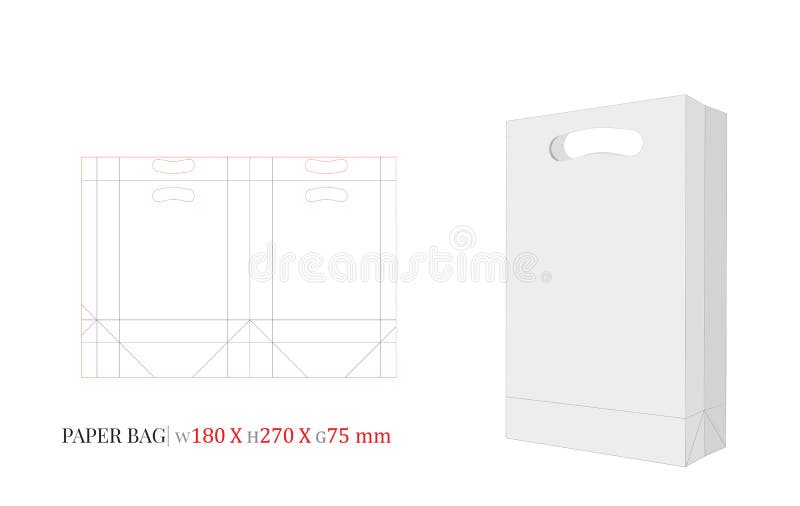 Gift Box with Handle Template with Die Cut / Laser Cut Lines. Valentine ...