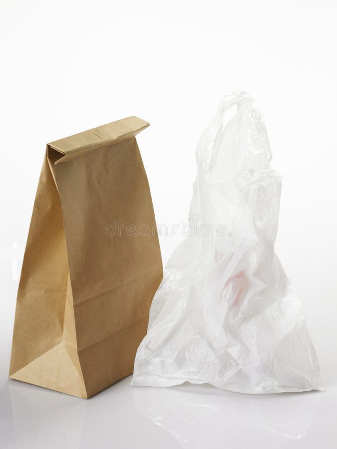 Paper bag and plastic bag stock photo. Image of artificial 9211190
