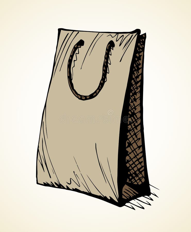 Paper Bag for Shopping. Vector Drawing Stock Vector Illustration of