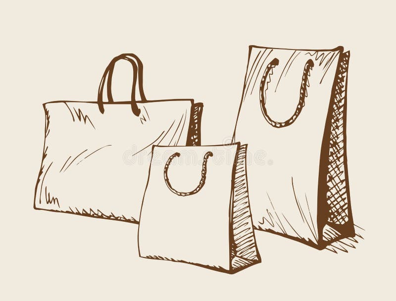 Line drawing illustration of a paper bag with a... - Stock Illustration  [80609463] - PIXTA