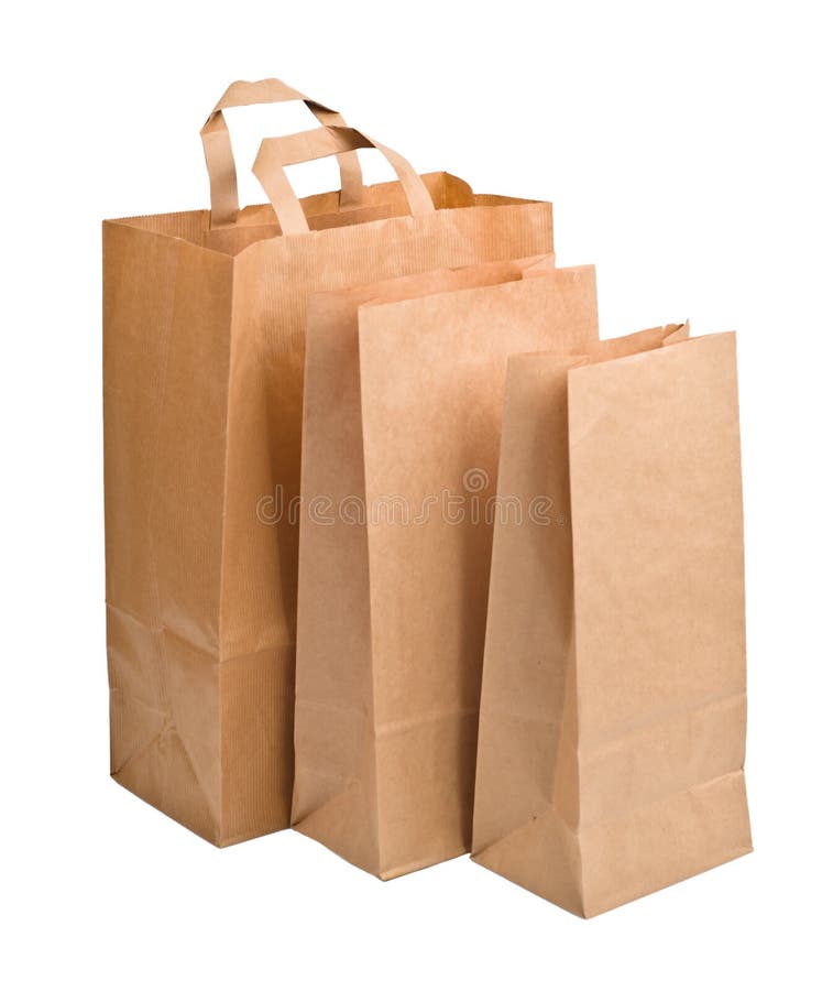 Three Brown Paper Gift Bags Stock Image Image of color, blank 891101