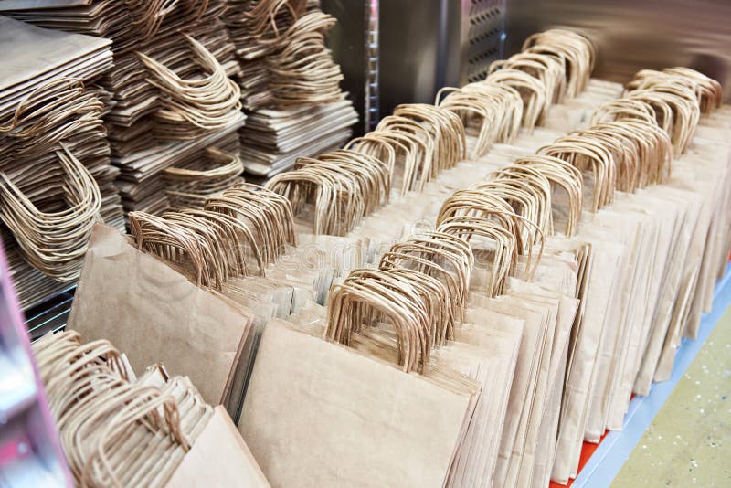 Paper Bags in Warehouse Store Stock Image Image of packaging