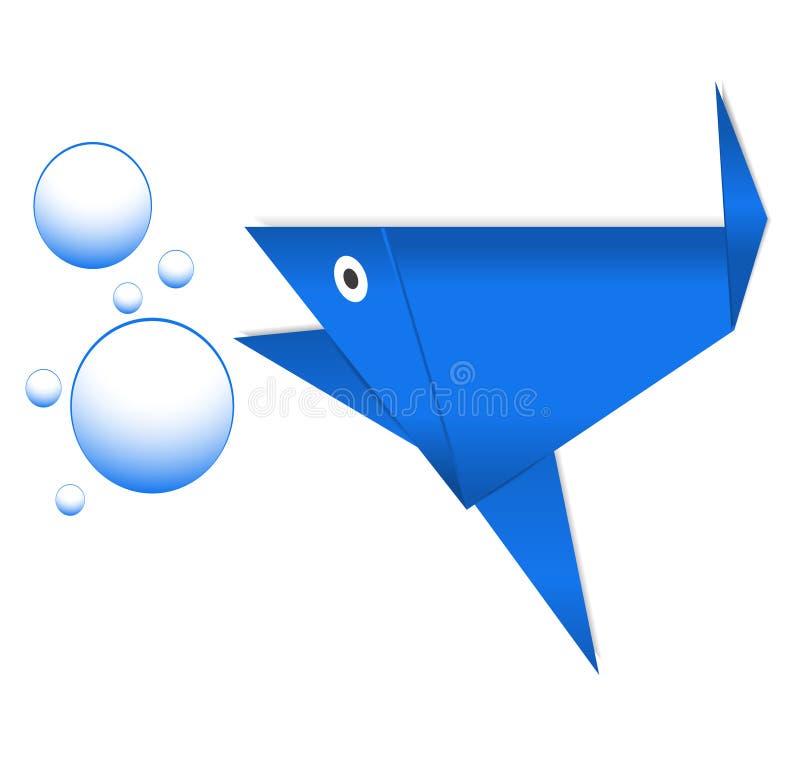 Paper Blue Fish and Bubbles Stock Vector - Illustration of vector ...