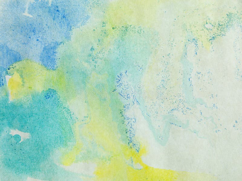 Paper with blue green and yellow paint abstract stock photography