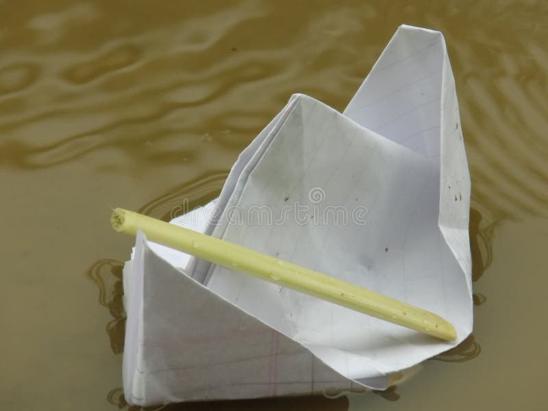 Paper boat stock photo. Image of water, swimming, rain 102935244