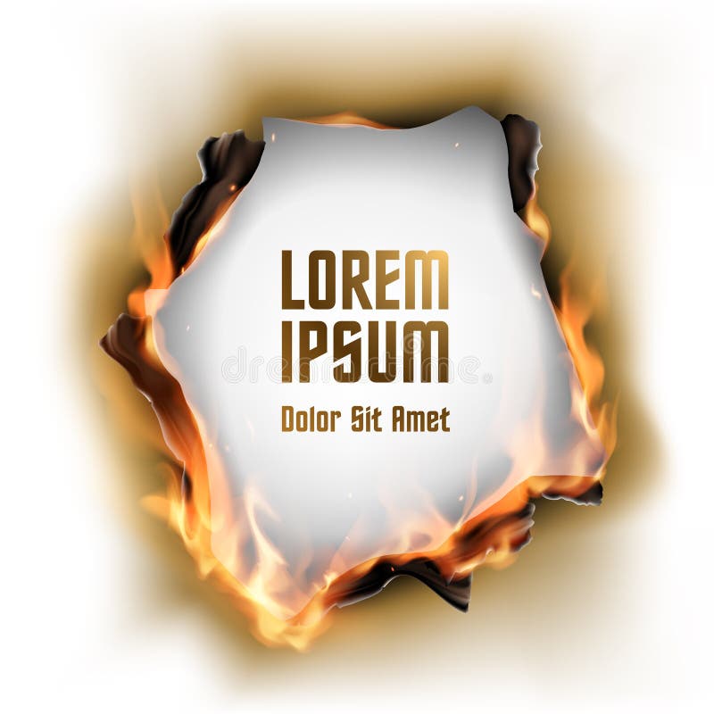 Paper with burnt hole and flame royalty free illustration Paper with burnt hole and flame royalty free illustration