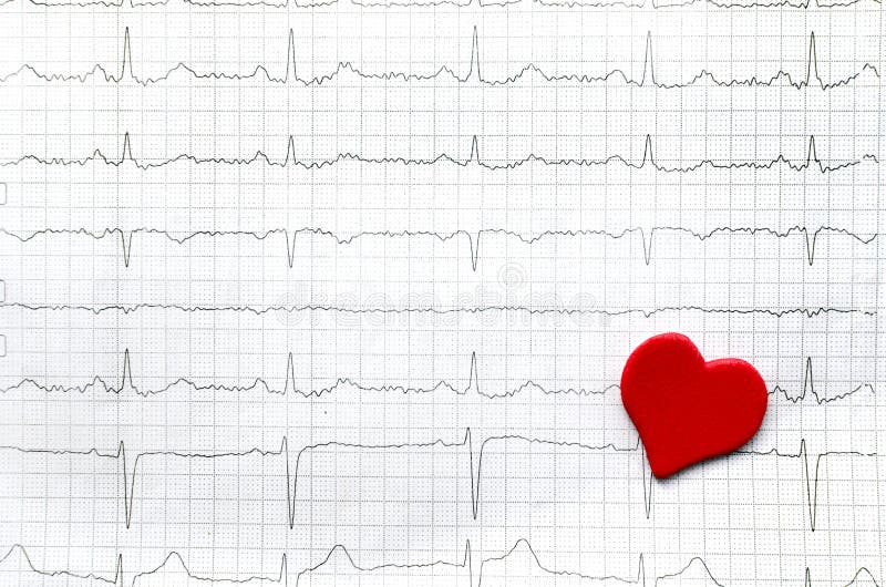 Paper cardiogram of young healthy women and red paper red heart. royalty free stock photo Paper cardiogram of young healthy women and red paper red heart. royalty free stock photo