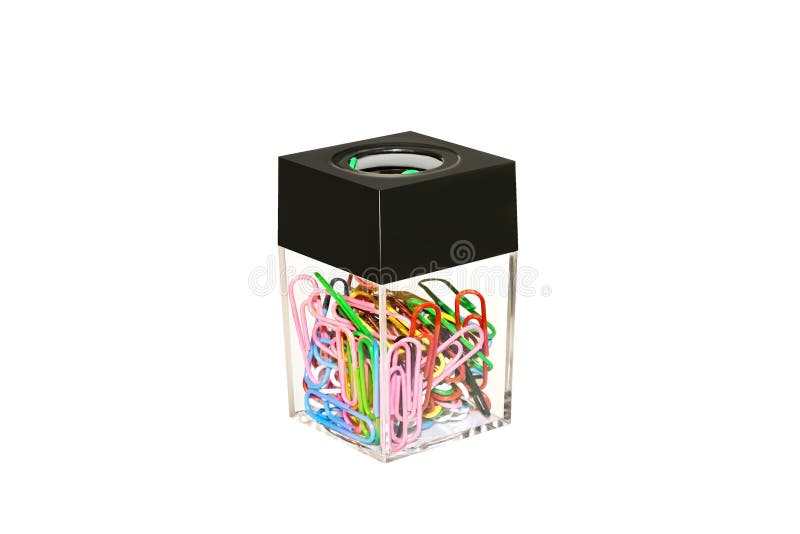 Paper Clip Dispenser Isolated on White Background Stock Photo Image