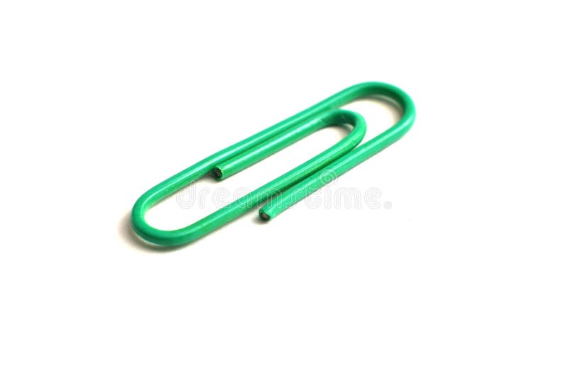 Paper Clips, Made of Iron, are Curved in a White Background Stock Photo
