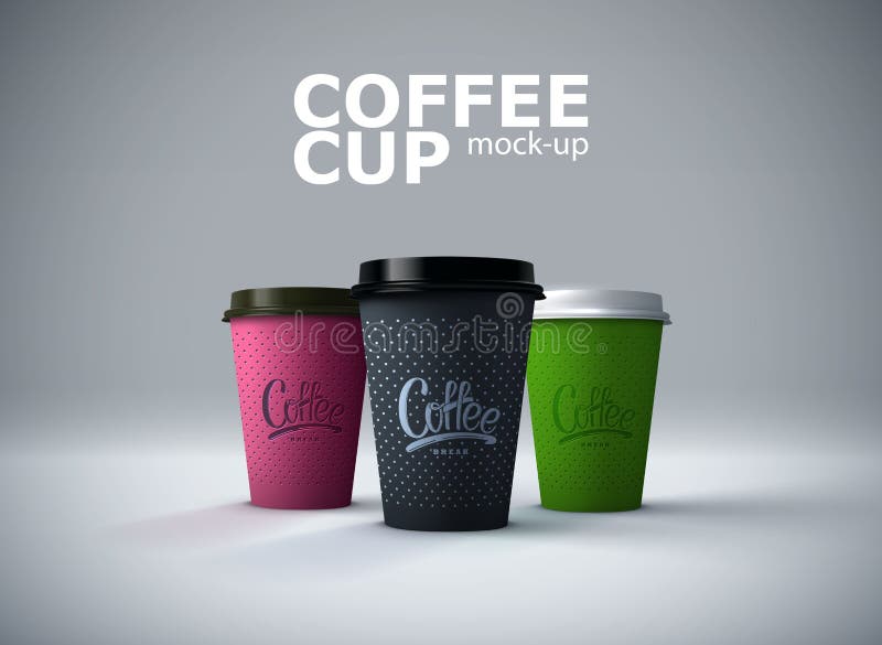 Paper coffee cups mockup. vector illustration Paper coffee cups mockup. vector illustration