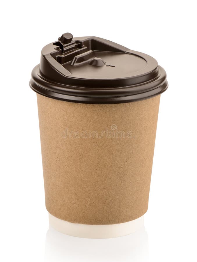 Paper coffee cups with plastic lids isolated royalty free stock photo