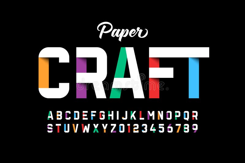 Paper craft style font design stock illustration