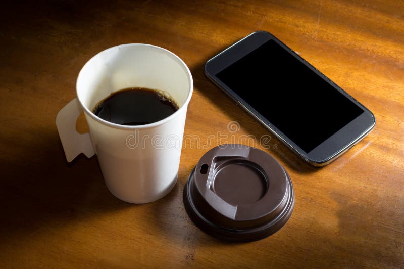 Paper Cup Coffee with Mobile Phone. Stock Image Image of mobile