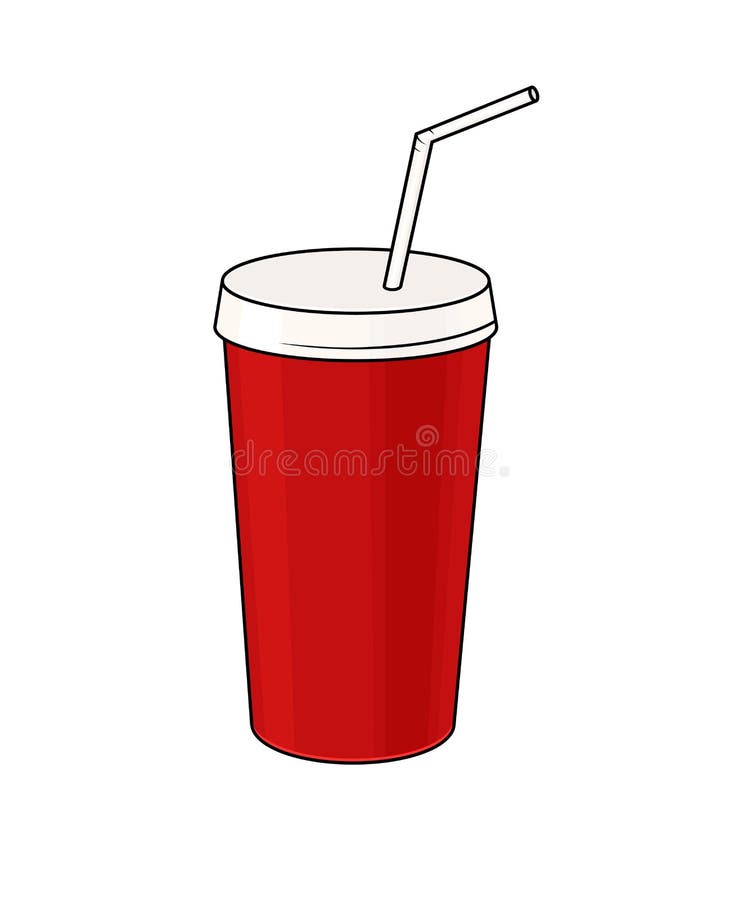 Red disposable cup with drinking straw Royalty Free Vector