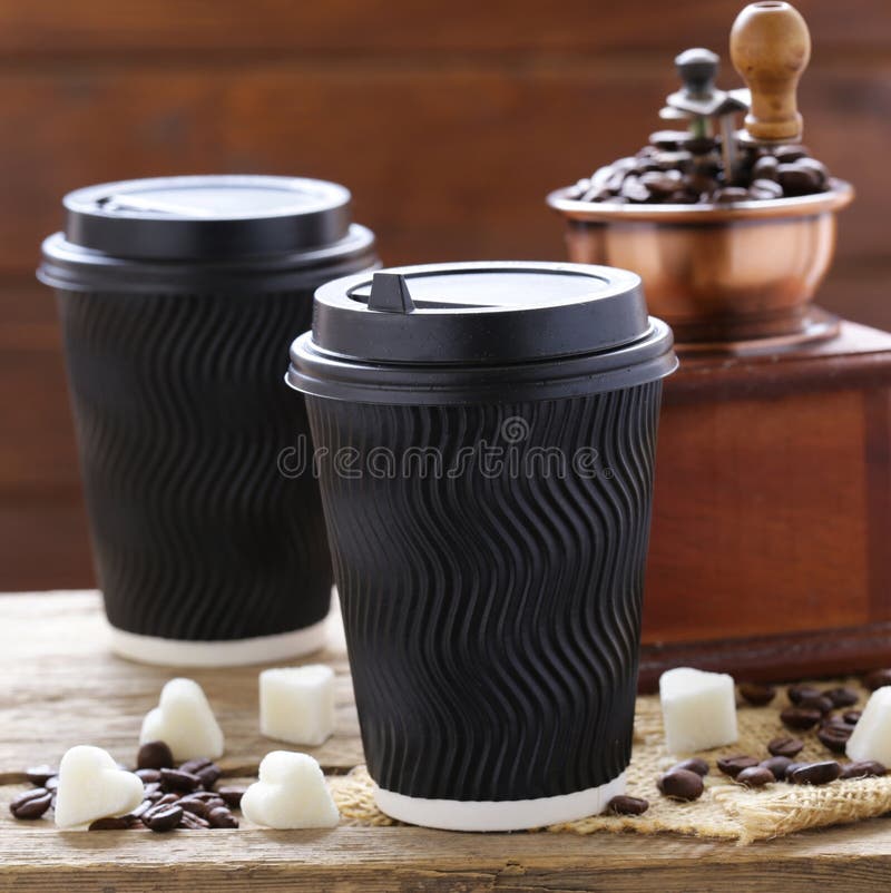 Paper Cup with Hot Coffee and a Muffin Stock Photo Image of coffee