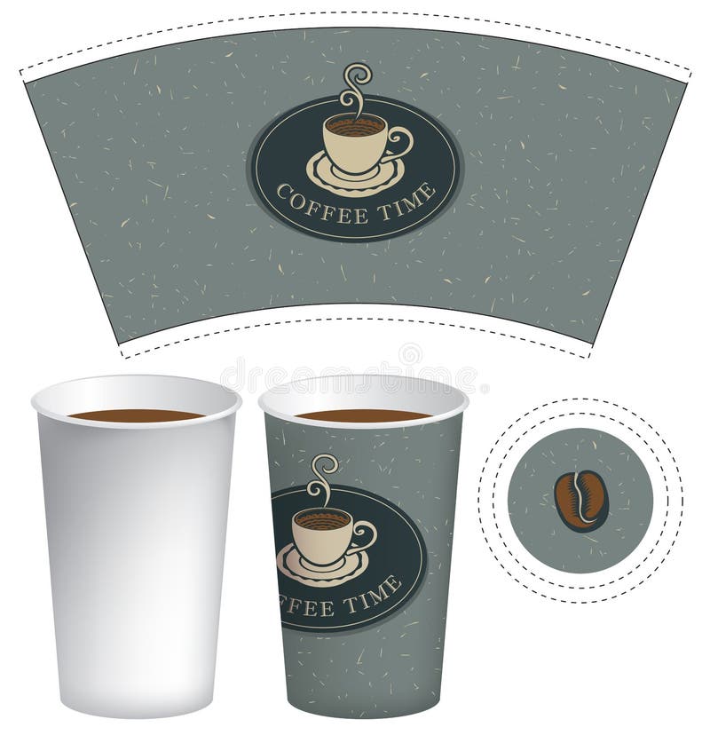 Paper Cup Template for Hot Drink with Coffee Cup Stock Vector ...