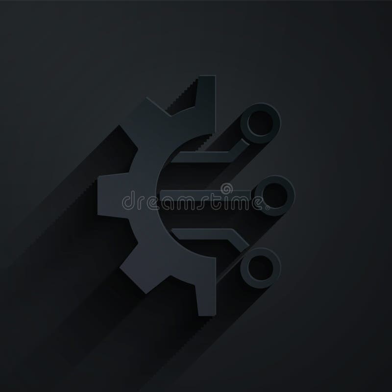 Paper cut Algorithm icon isolated on black background. Algorithm symbol design from Artificial Intelligence collection. Paper art style. Vector Illustration.