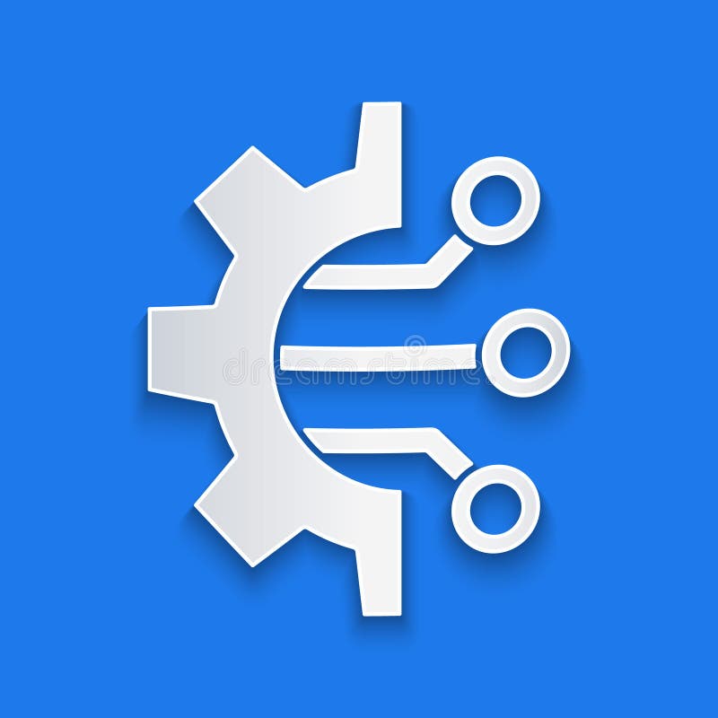Paper cut Algorithm icon isolated on blue background. Algorithm symbol design from Artificial Intelligence collection royalty free illustration