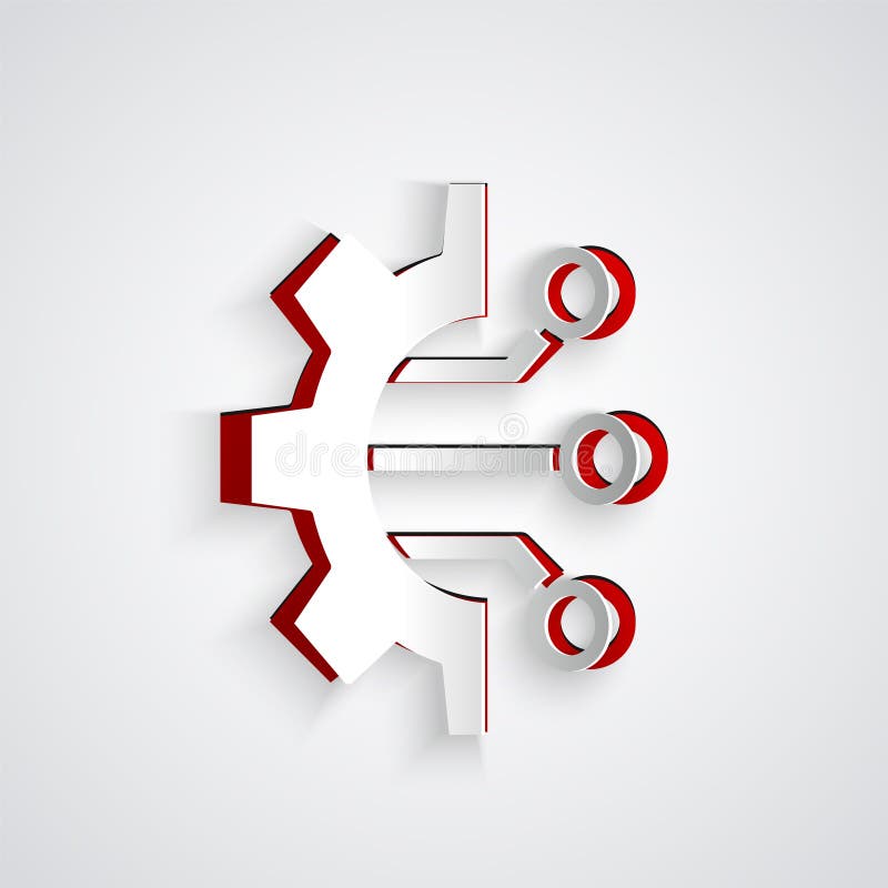 Paper cut Algorithm icon isolated on grey background. Algorithm symbol design from Artificial Intelligence collection stock illustration