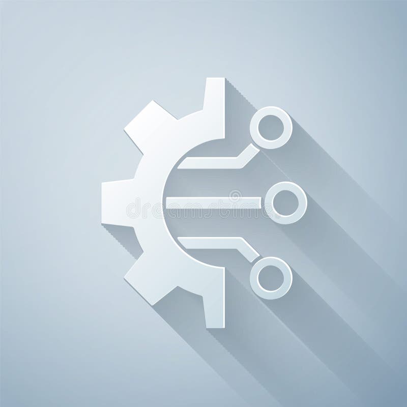Paper cut Algorithm icon isolated on grey background. Algorithm symbol design from Artificial Intelligence collection royalty free illustration