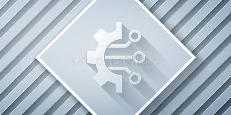 Paper cut Algorithm icon isolated on grey background. Algorithm symbol design from Artificial Intelligence collection vector illustration