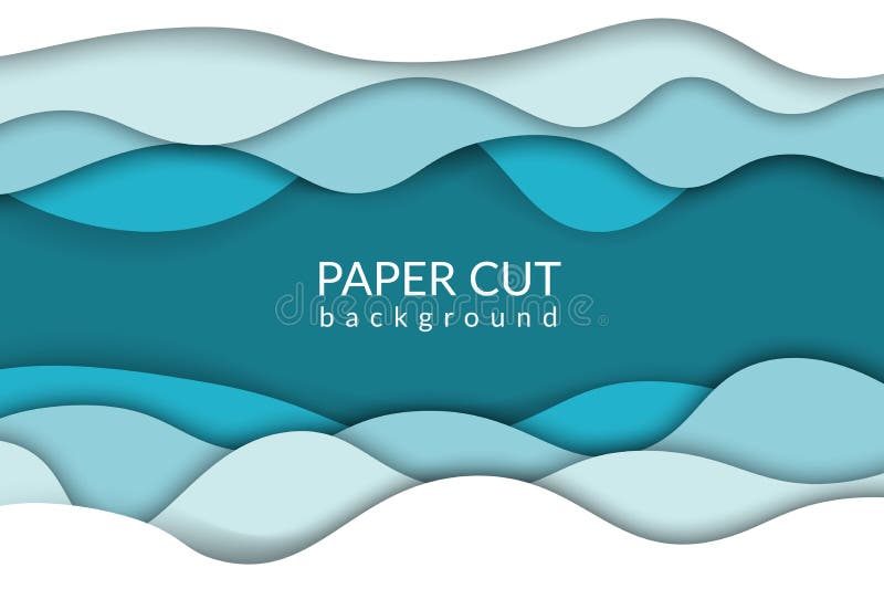 Paper Cut Background. Blue River Wave Papercut Trendy Design Stock Vector -  Illustration of craft, cartoon: 197462212