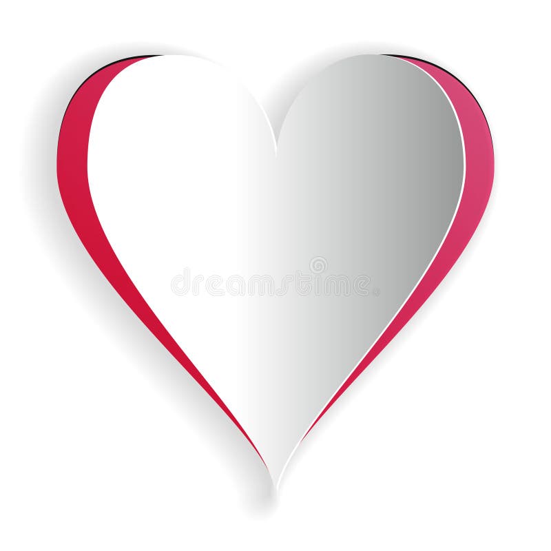 Paper Cut Heart Icon Isolated on White Background. Love Symbol