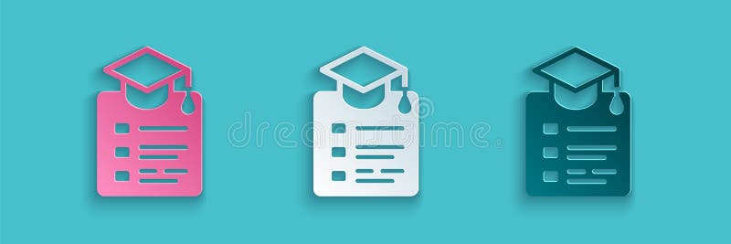 Paper Cut Online Education and Graduation Icon Isolated on Blue Background.  Online Teacher on Monitor Stock Vector - Illustration of paperart, shadow:  220577006