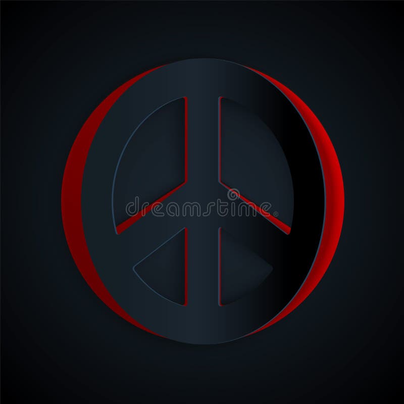 Paper Cut Peace Icon Isolated on Black Background. Hippie Symbol of Peace.  Paper Art Style Stock Vector - Illustration of abstract, design: 185938866