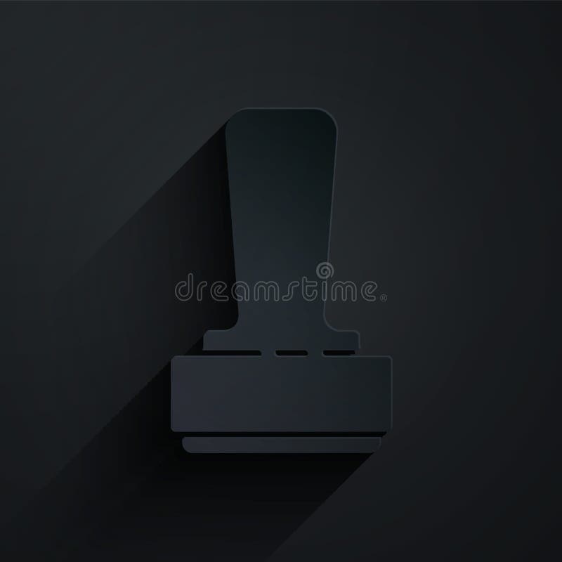 Paper Cut Stamp Icon Isolated on Black Background. Paper Art Style Stock Vector Illustration