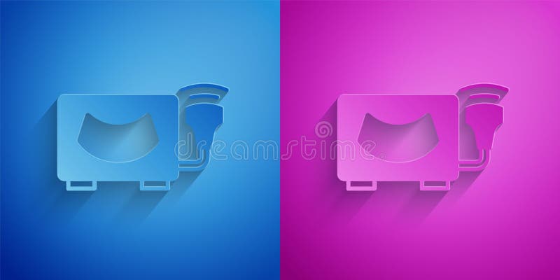 Paper Cut Ultrasound Icon Isolated on Blue and Purple Background ...