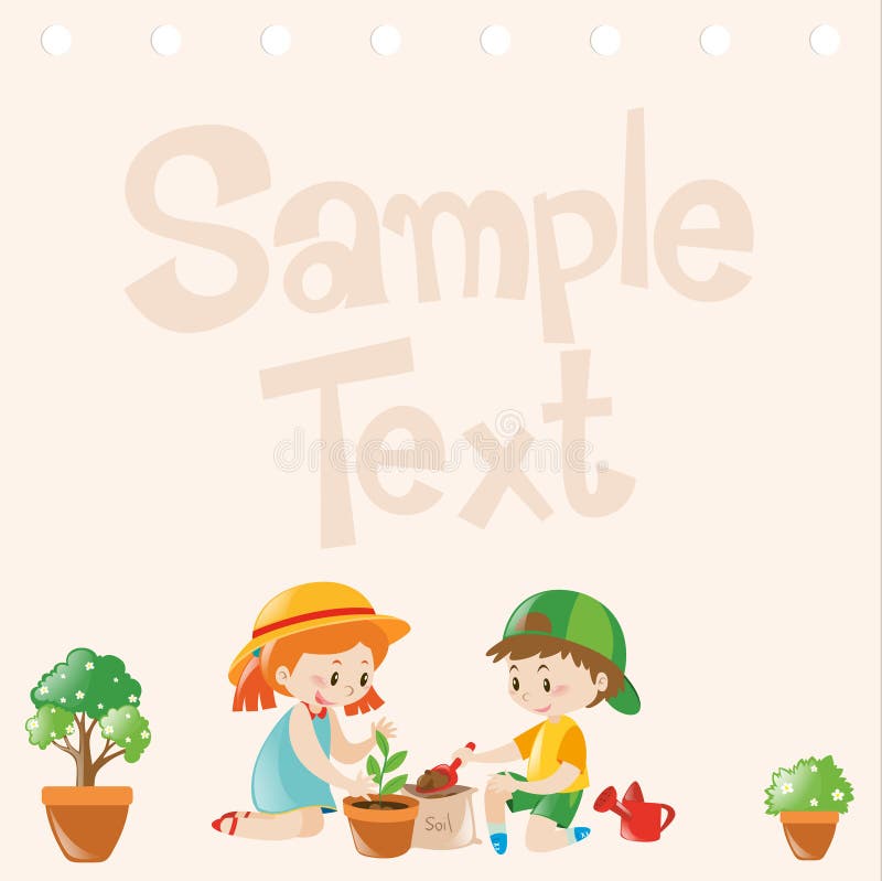 Paper design with kids planting trees stock illustration