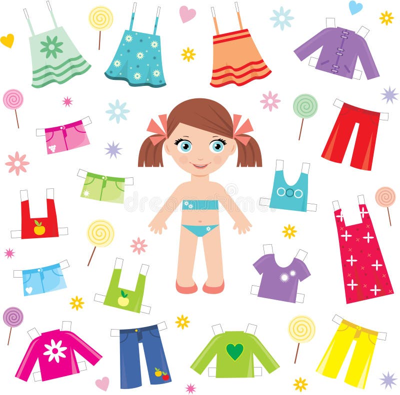 Paper Doll With Clothes Set Stock Vector - Illustration of people ...