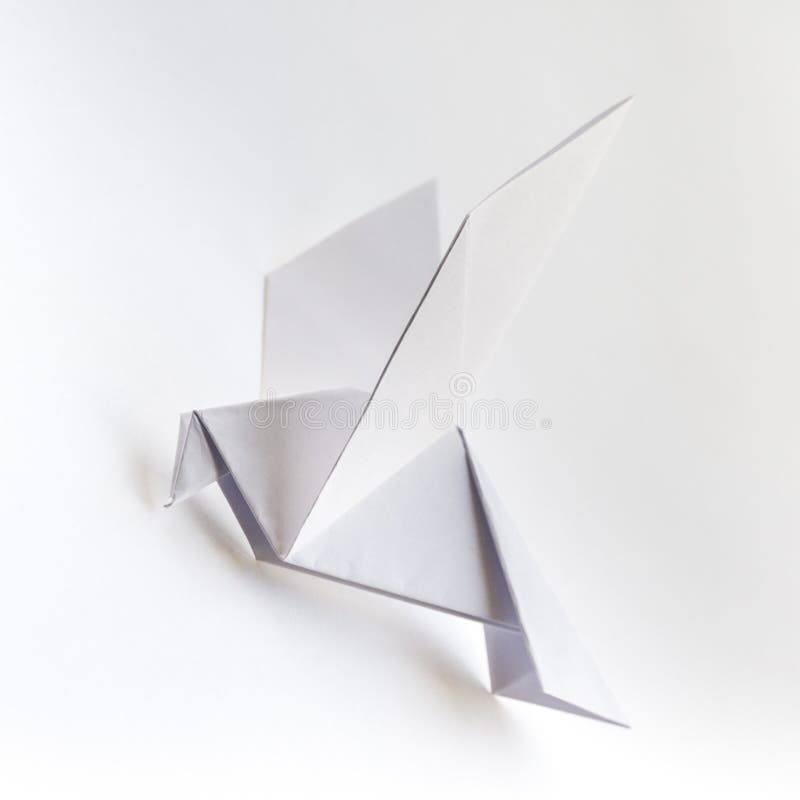 Paper Dove Origami Isolated on a White Background Stock Photo Image