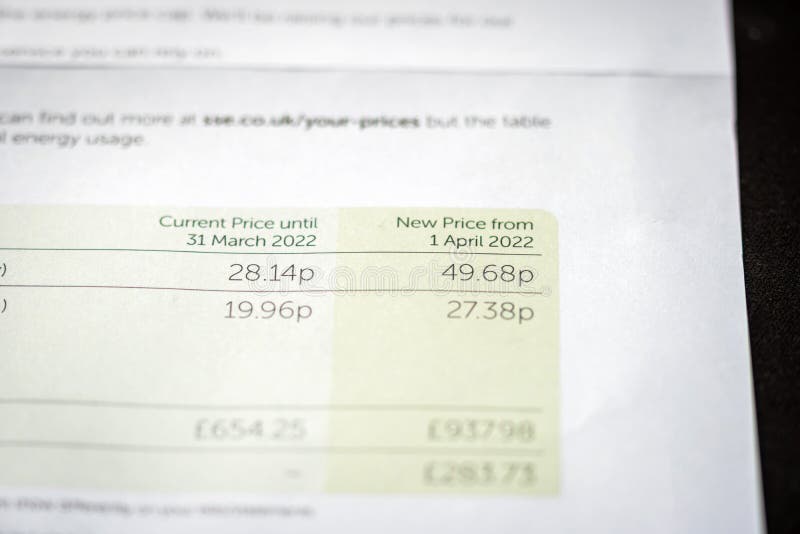 Paper electricity bill with cost increasing notice in England UK