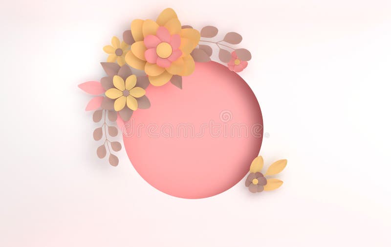 Paper elegant pastel colored flowers on white background. Valentine`s day, Easter, Mother`s day, wedding greeting card. 3d rende. R digital spring or summer royalty free illustration