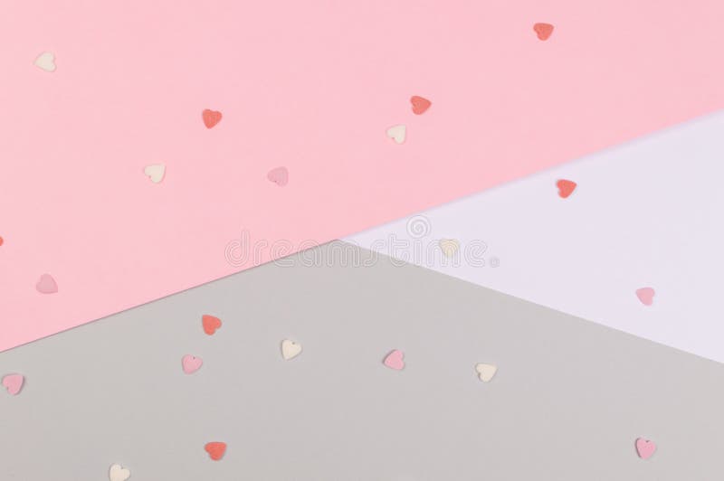 Paper flat composition with pink and grey background for Valentines day royalty free stock images