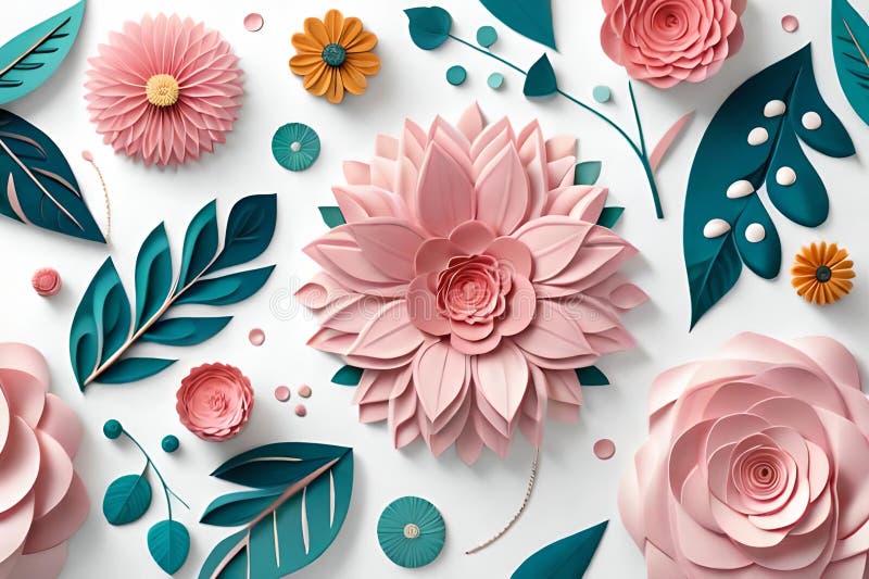 Paper flowers pattern. royalty free illustration