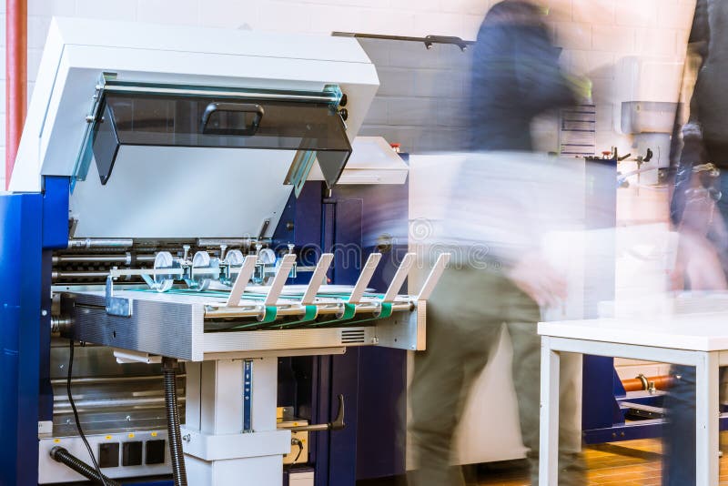 Paper Folding Machine Rollers Conveyor Belt Output Feed Printing royalty free stock photos