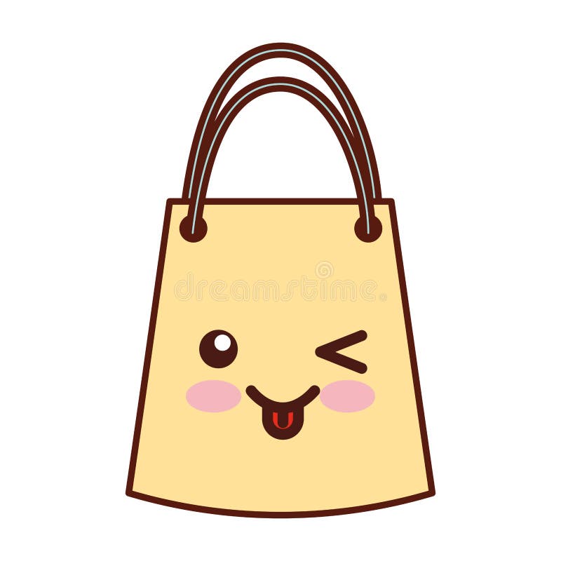 Paper Gift Bag Kawaii Character Stock Vector Illustration of