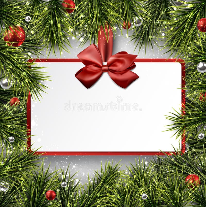 Paper Gift Card on Frame with Spruce Branches. Stock Vector ...