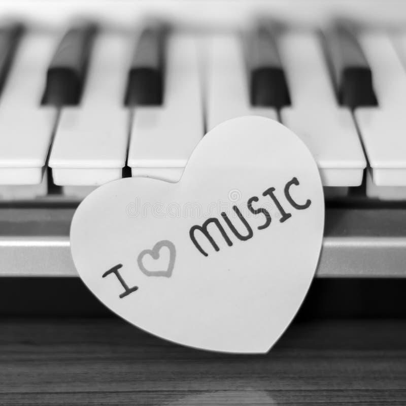 Paper Heart on Piano Keyboard Black and White Stock Photo Image of