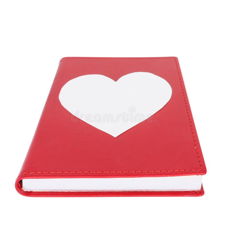 Paper Heart on Red Book Isolated on White Background Stock Image