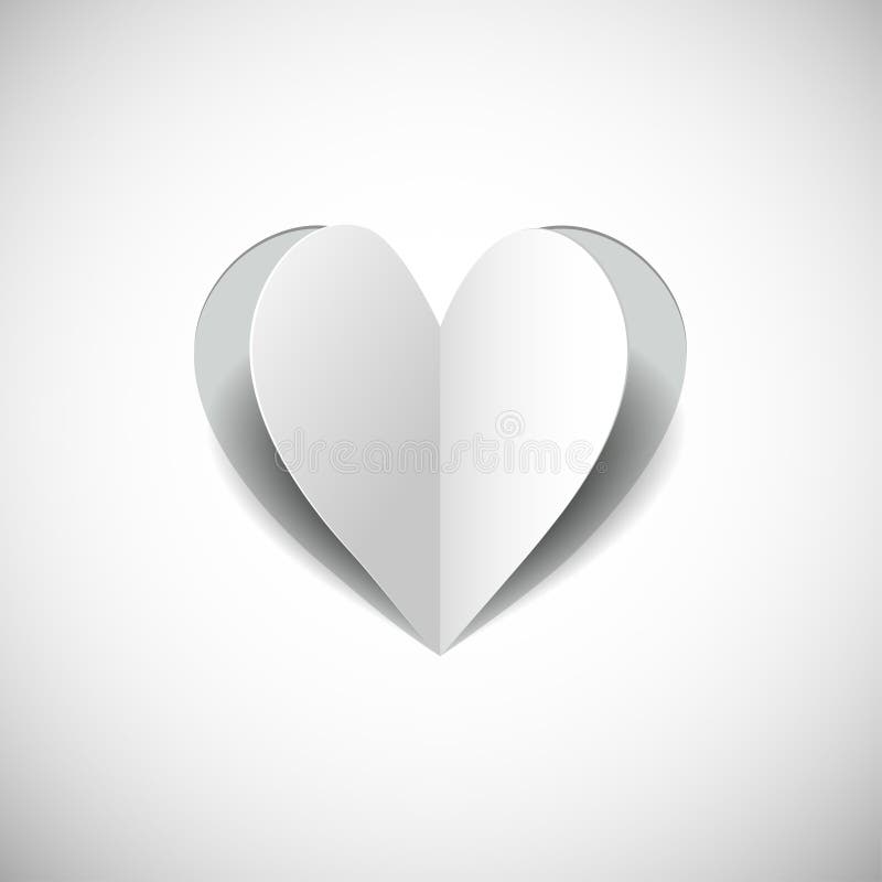 Paper heart on white background stock illustration