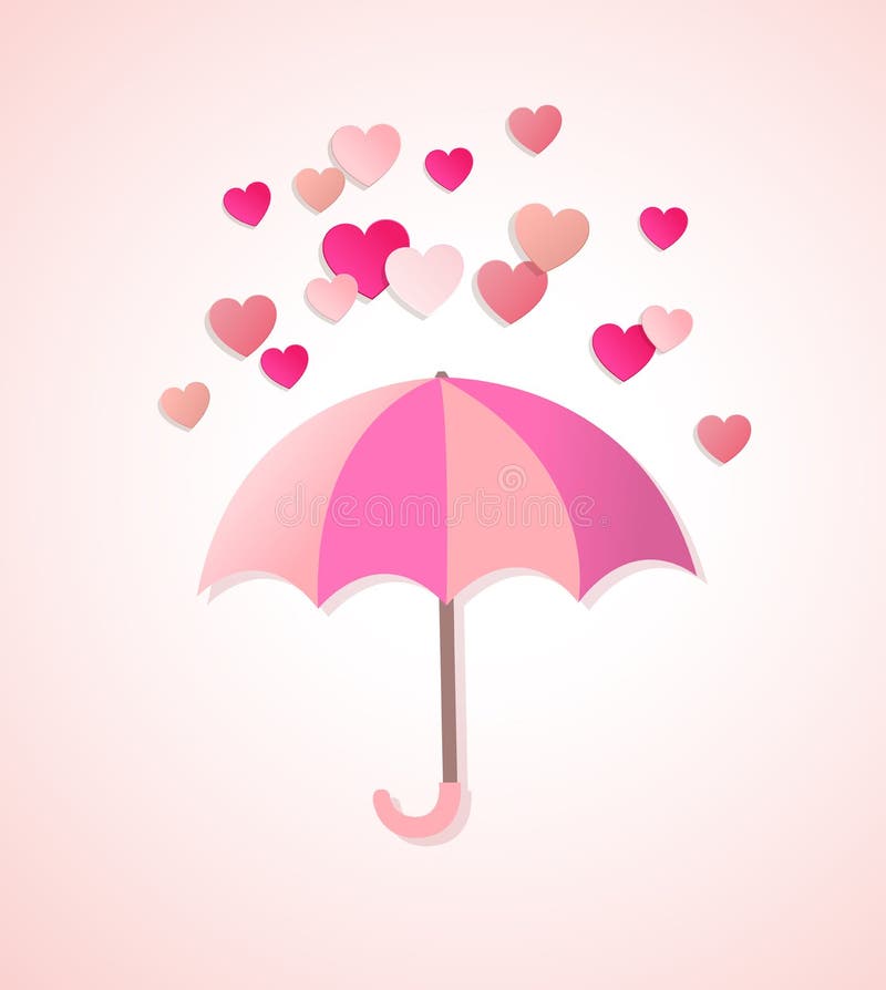 Paper hearts and umbrella