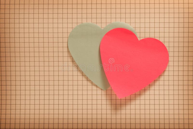 Vintage style image with two paper hearts. Vintage style image with two paper hearts