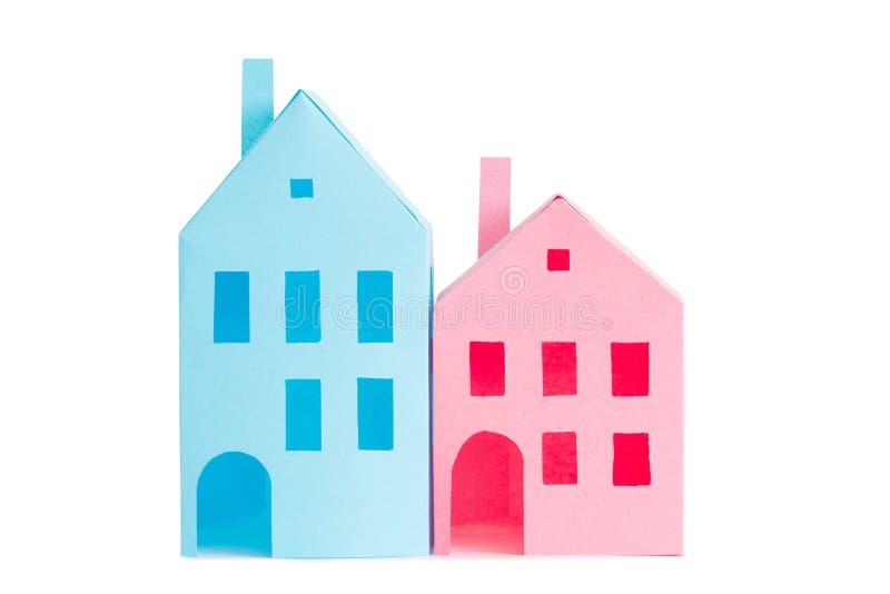 Paper House Isolated on White Background Stock Image Image of pastel