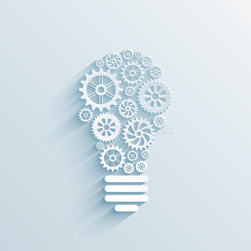 Paper light bulb with gears and cogs stock illustration Paper light bulb with gears and cogs stock illustration
