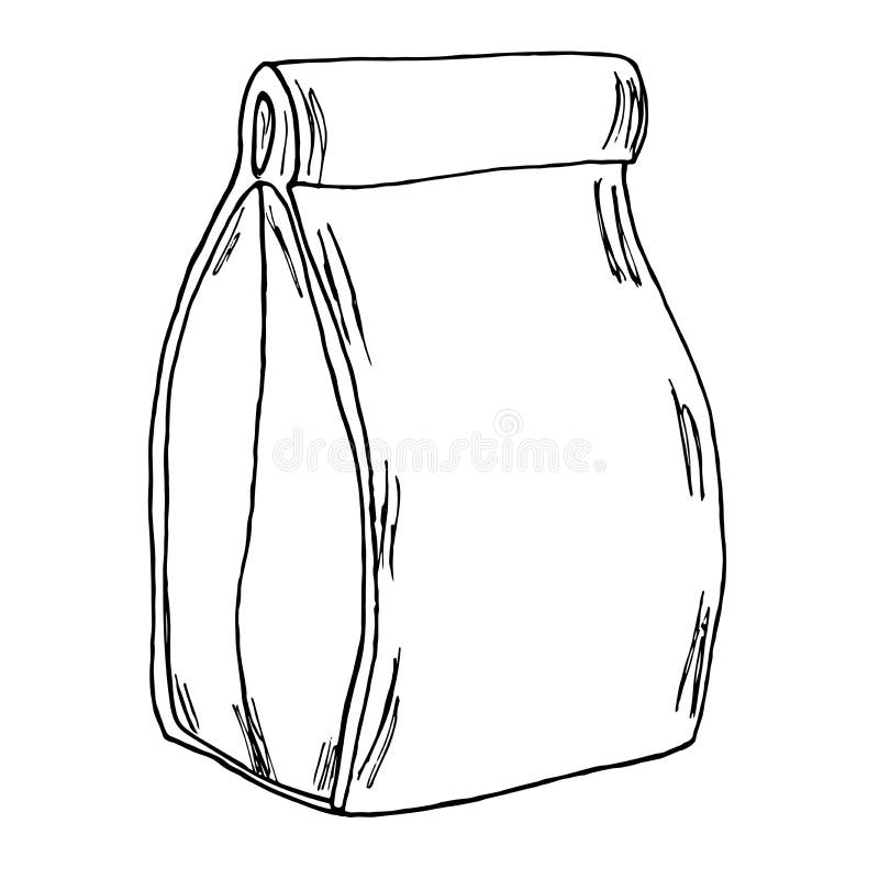 Lunch Bag Hand Drawn Artistic Sketch Stock Illustration Illustration