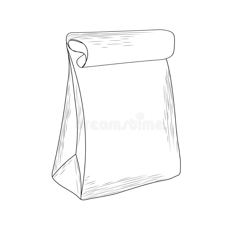 Paper Lunch Bag Outline Drawing of a Paper Bag for Coloring Stock ...